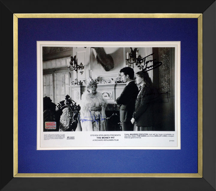 Signed 8X10 By Tom Hanks, Shelley Long & Maureen Stapleton Framed, Money Pit, Hollywood, Movies, Autographed, Signed, AAOCM30378