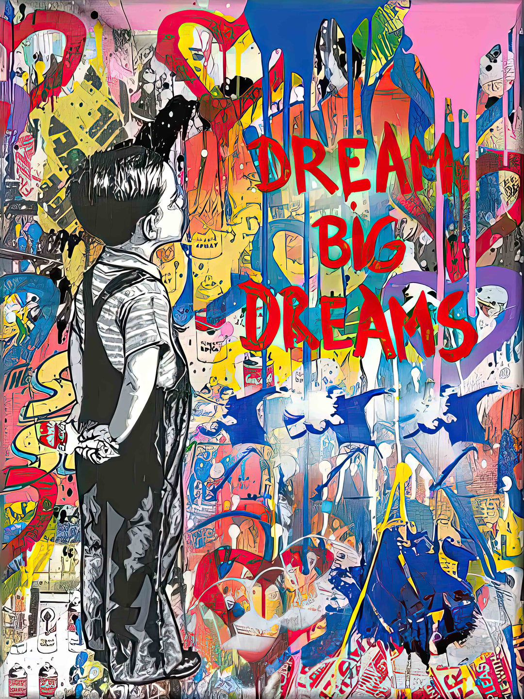 Banksy: Dream Big Dreams - Wrapped Canvas Print (32" By 24"), Modern Art, Art, Art, Collectibile Memorabilia, AAAPA33107