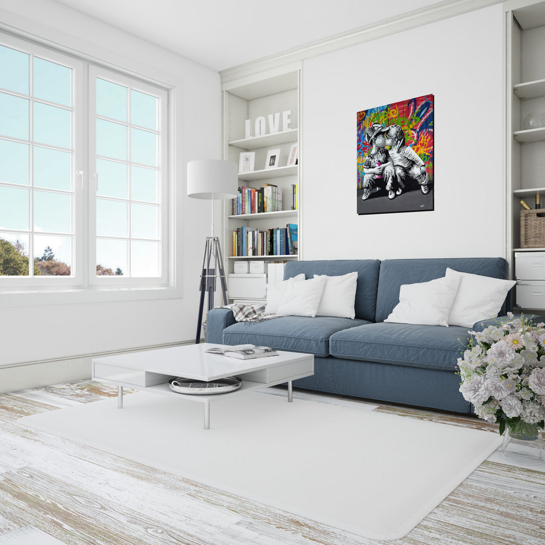 Banksy: First Kiss - Wrapped Canvas Print (32" By 24"), Modern Art, Art, Art, Collectibile Memorabilia, AAAPA33102