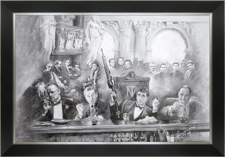 Classic Mafia Bossesbrando, Deniro, Pacino, Gandolfini Gangsters 33.5"X23.5", Contemporary Art, Pop Culture Art, Movies, Collectibile Memorabilia, AAAPM32505