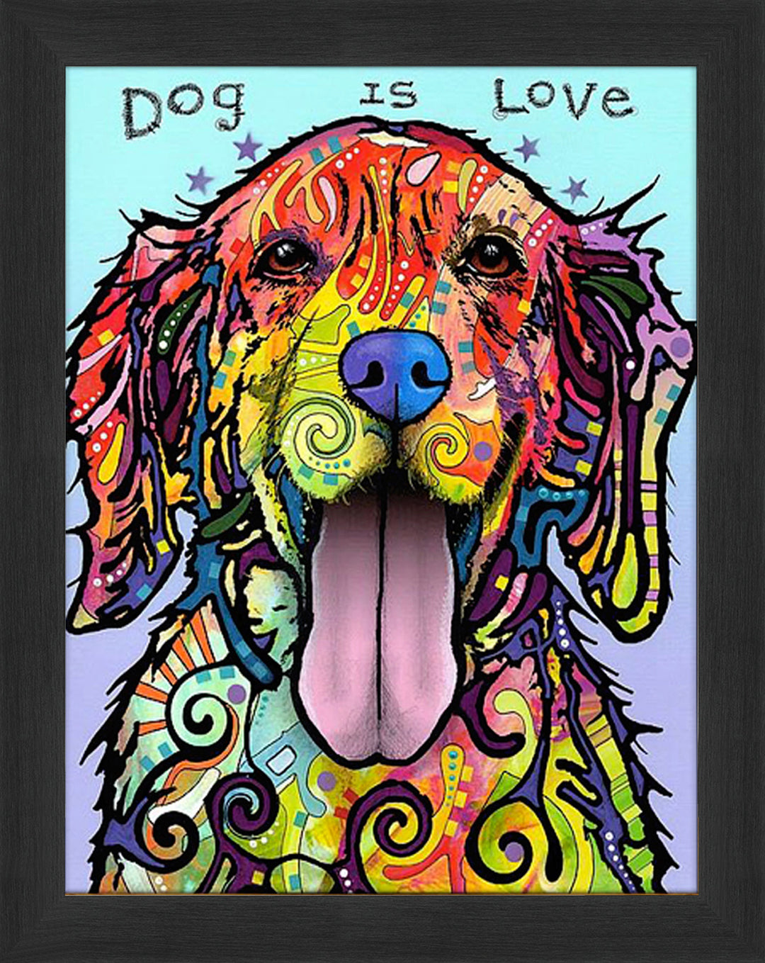 "Dog Is Love" Textured Giclee Print By Dean Russo, Modern Art, Pop Culture Art, Art, Collectibile Memorabilia, AAAPA32318