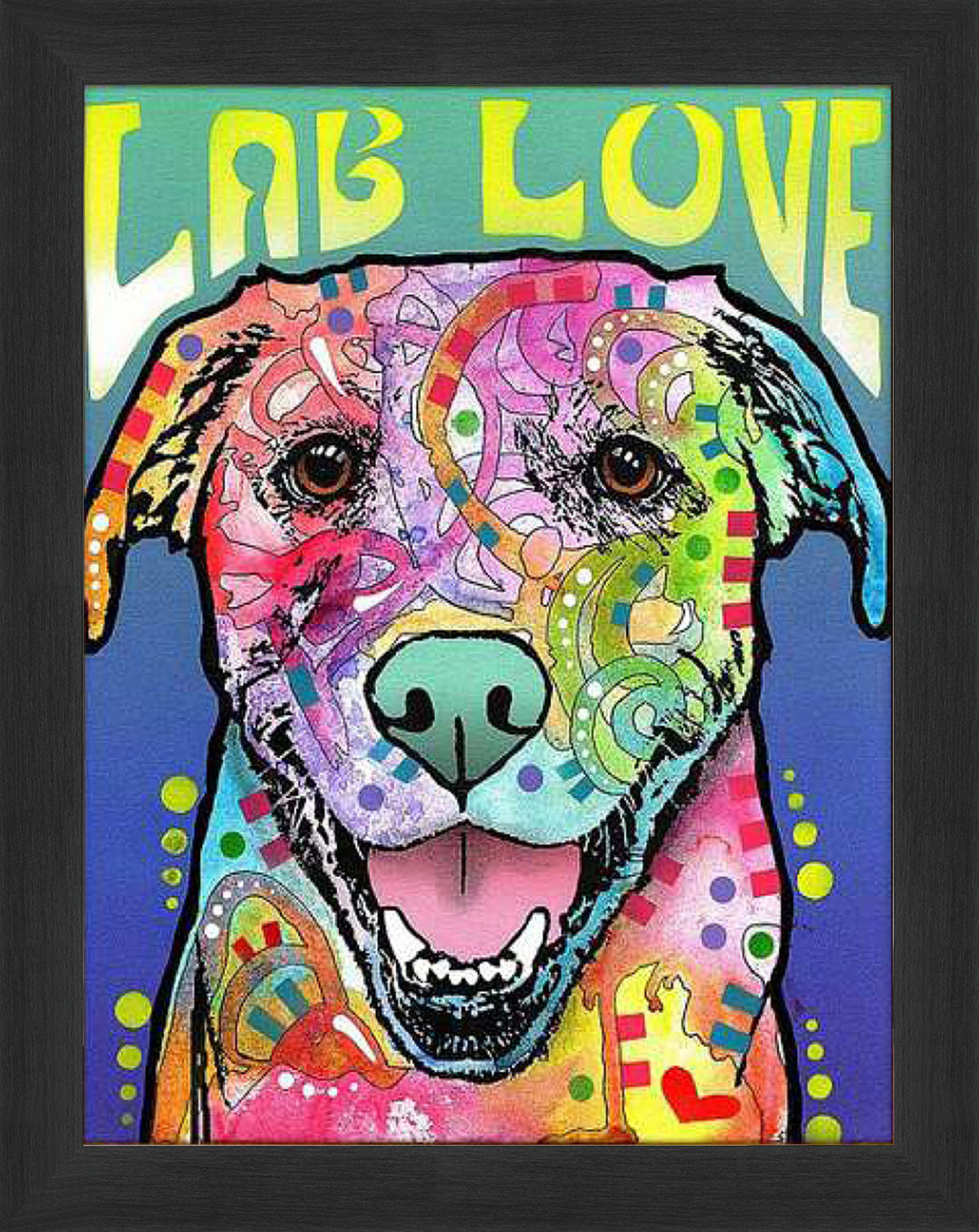 "Lab Love" Textured Giclee Print By Dean Russo - Dog Art, Modern Art, Pop Culture Art, Art, Collectibile Memorabilia, AAAPA32357
