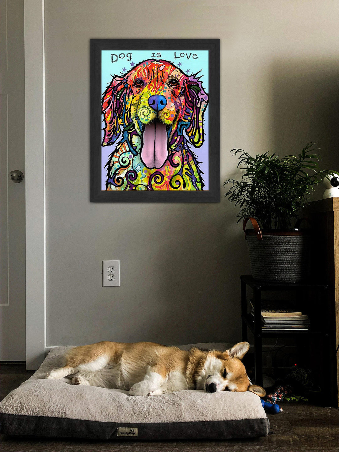 "Love And A Dog" Dog Art Giclee Print By Dean Russo Framed Canvas, Modern Art, Pop Culture Art, Art, Collectibile Memorabilia, AAAPA32359
