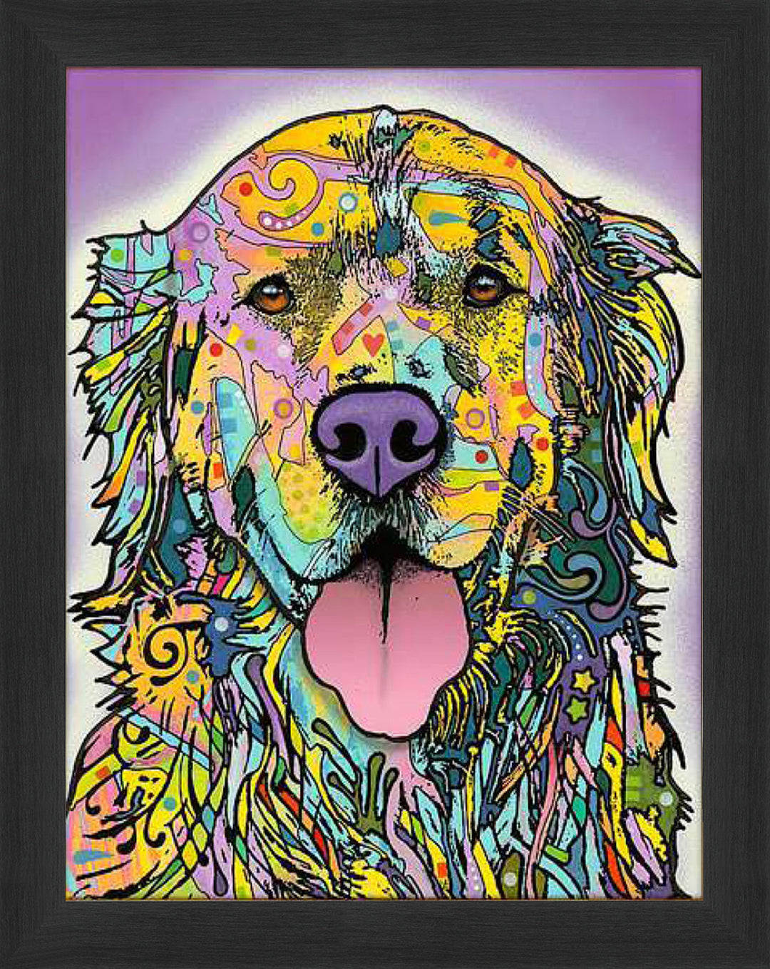 "Silence Is Golden" Framed Dog Art Print By Dean Russo (29" By 24"), Modern Art, Pop Culture Art, Art, Collectibile Memorabilia, AAAPA32358