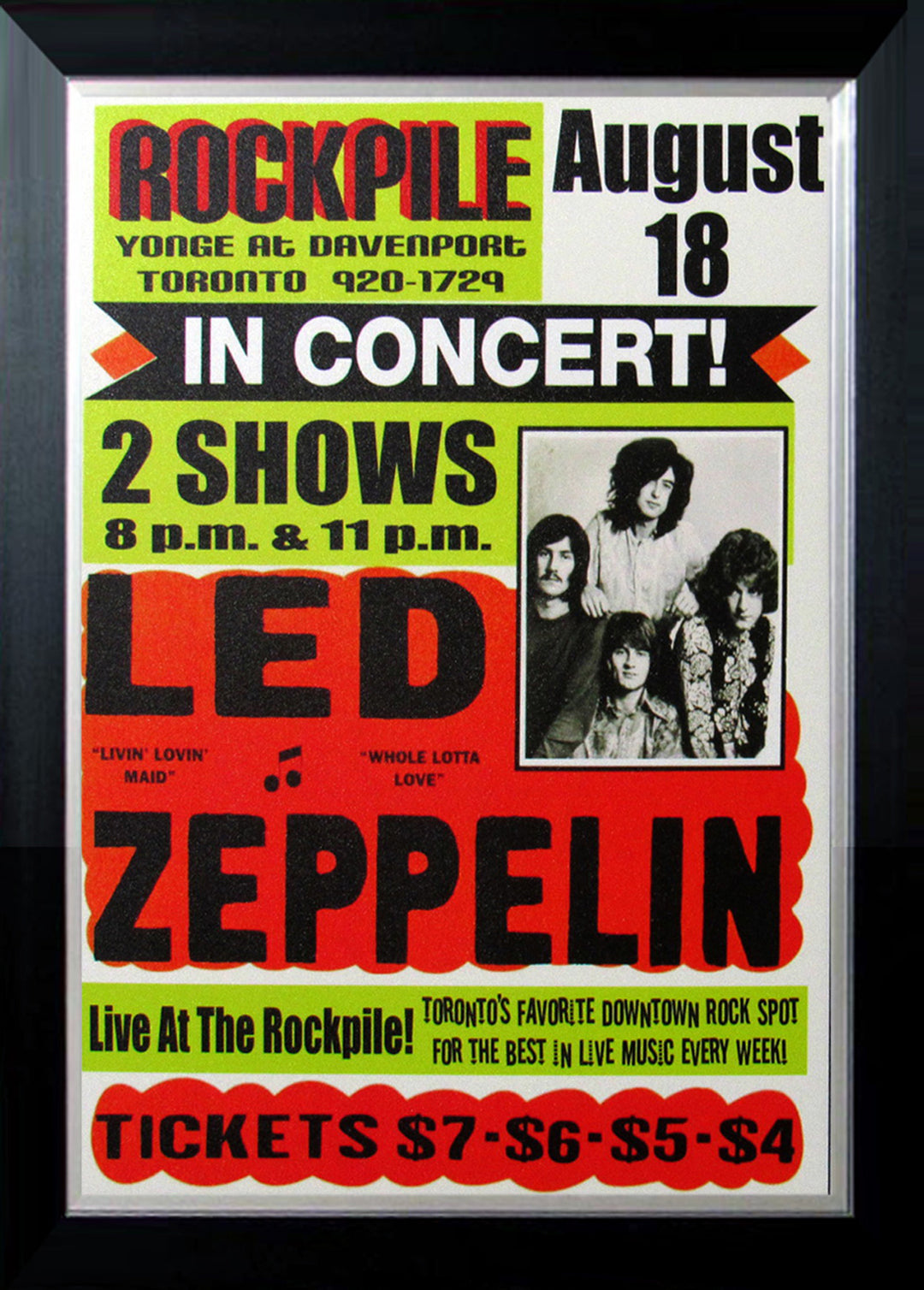 Led Zeppelin Aug 1969 Toronto Rockpile Concert Poster Print, Led Zeppelin, Pop Culture Art, Music, Collectibile Memorabilia, AAAPM32455