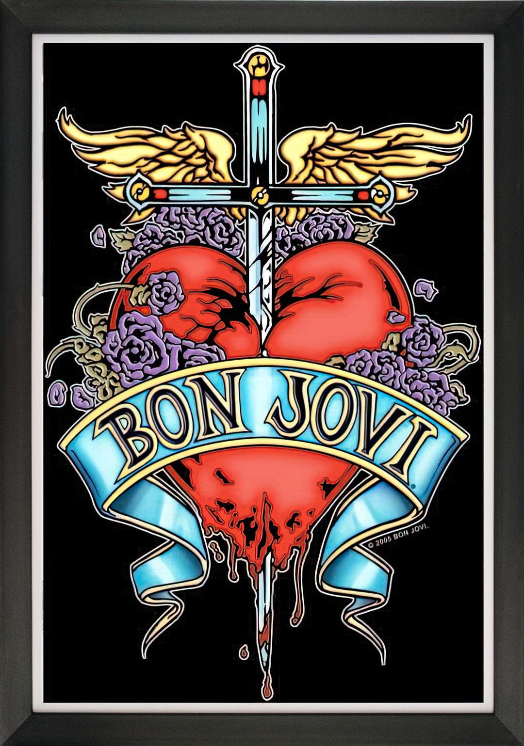 Bon Jovi - Bad Medicine - Framed Art Reprint (33.5" By 23.5"), Bon Jovi, Pop Culture Art, Music, Collectibile Memorabilia, AAAPM32773
