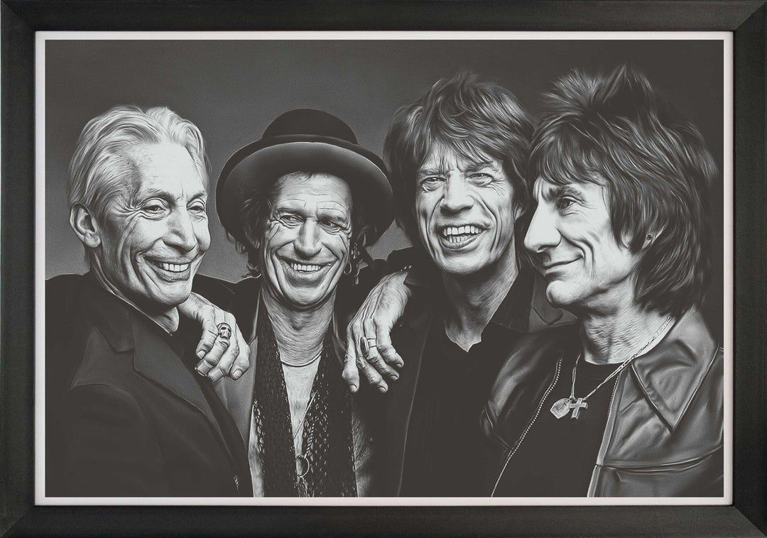 The Rolling Stones - Band Portrait - Framed Art Reprint (33.5" By 23.5"), The Rolling Stones, Pop Culture Art, Music, Collectibile Memorabilia, AAAPM32780