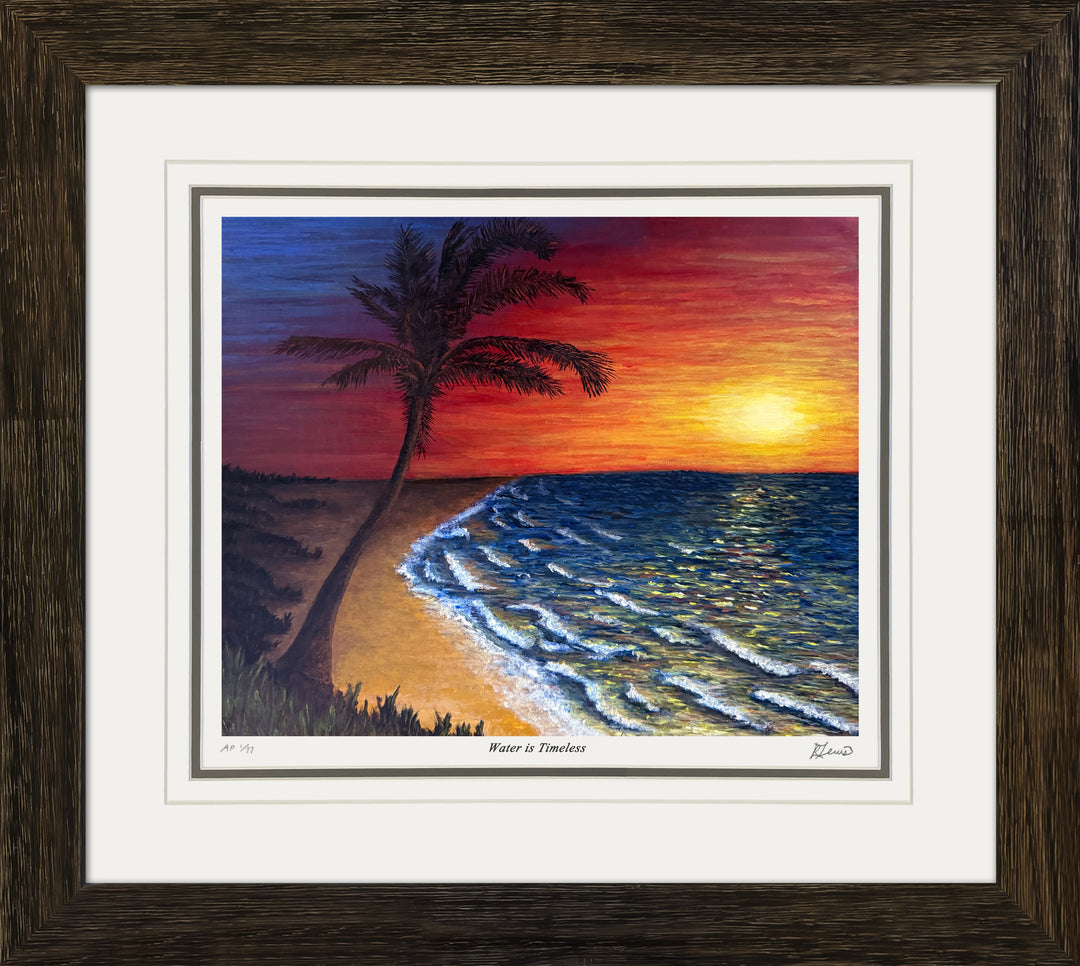 "Water Is Timeless" Framed Painting Print By Ryan Lewis Ltd Ed /77 29.5"X25.5", Modern Art, Canadian Art, Art, Autographed, Signed, AAAPA33325