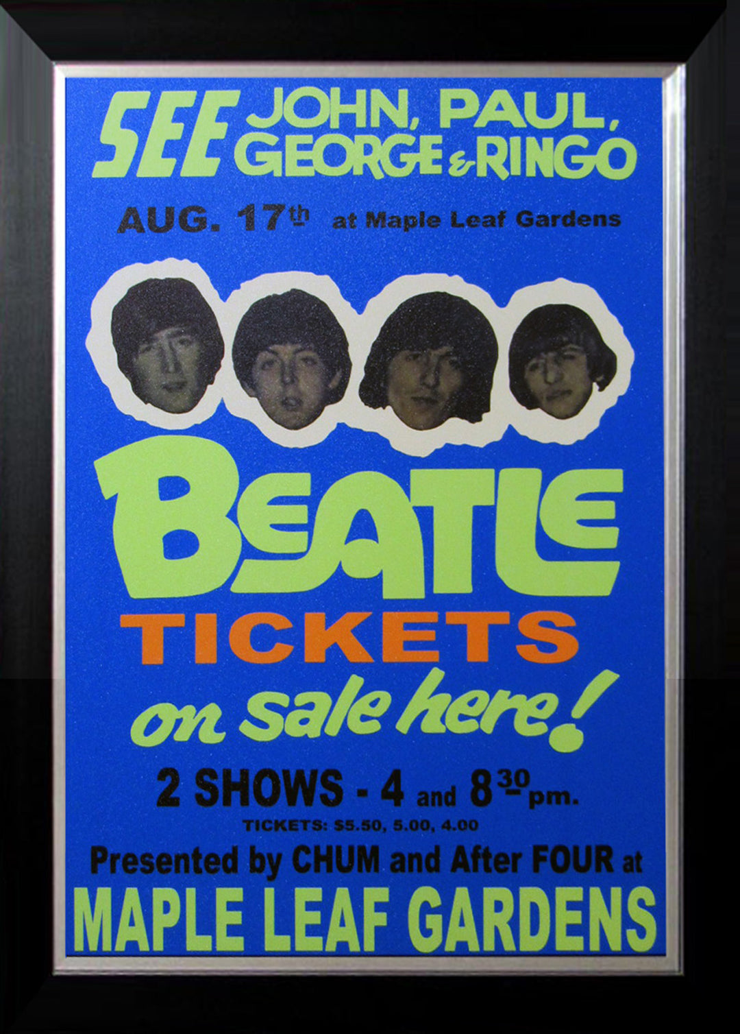 The Beatles Live At Maple Leaf Gardens 1966 - Toronto Custom Framed, The Beatles, Pop Culture Art, Music, Collectibile Memorabilia, AAAPM32457