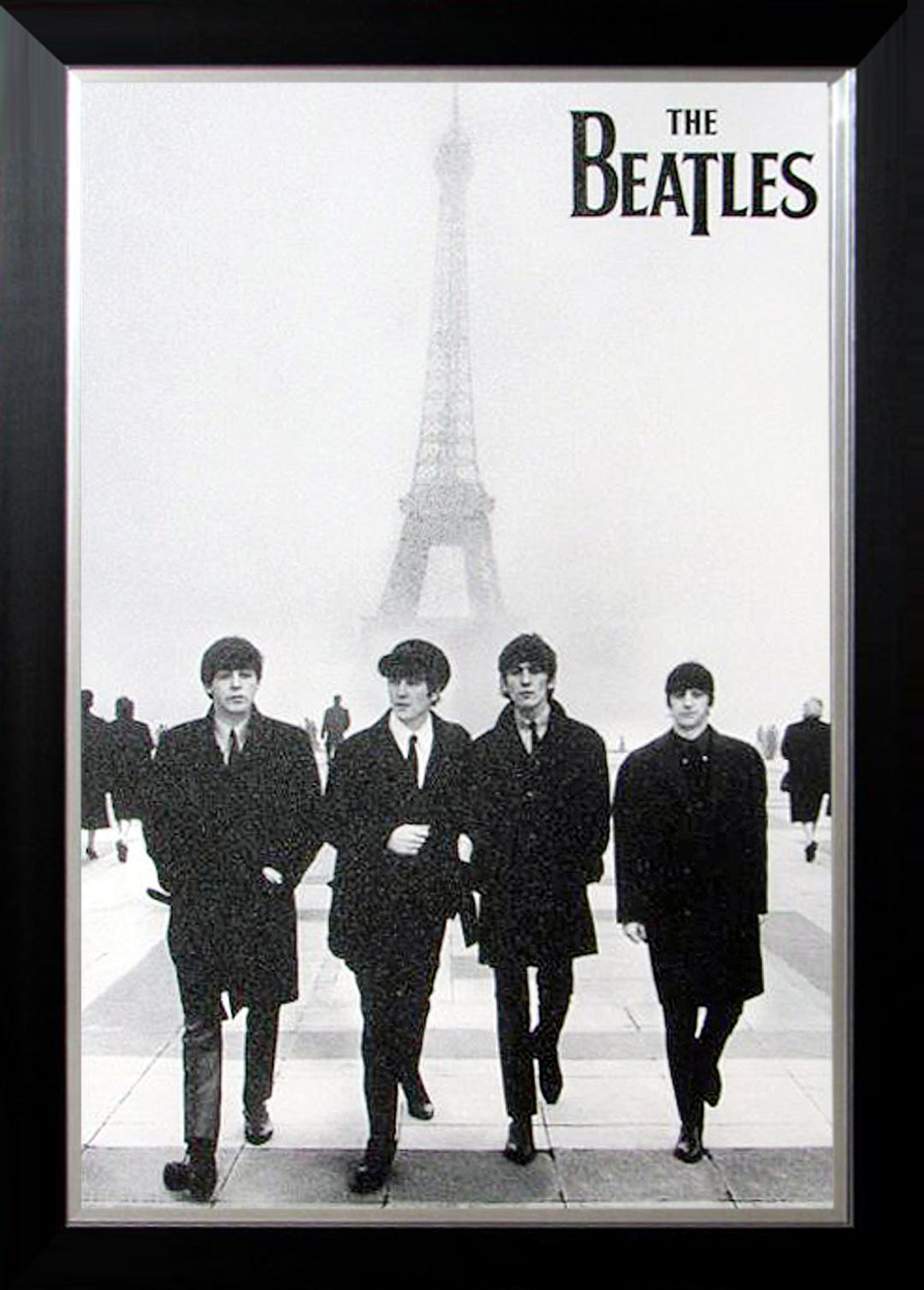 The Beatles At The Eiffel Tower - Framed Canvas Reprint , The Beatles, Pop Culture Art, Music, Collectibile Memorabilia, AAAPM32456