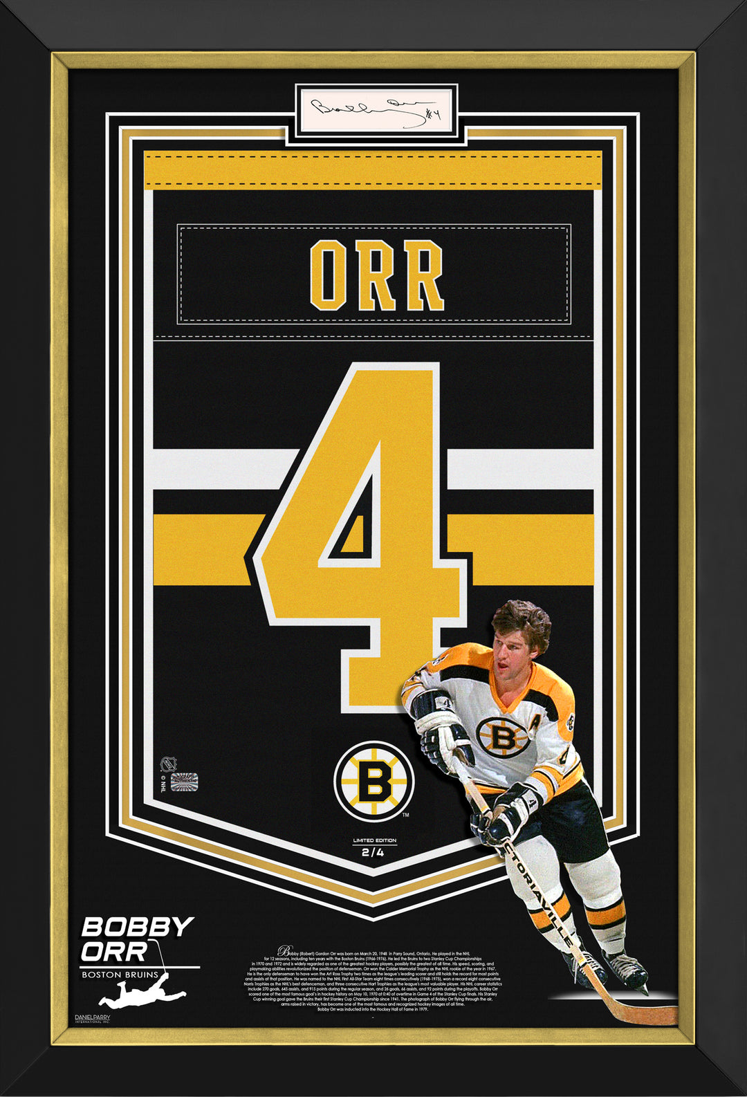 Bobby Orr Framed Arena Banner Limited Edition #2 Of 4 Boston Bruins, Boston Bruins, NHL, Hockey, Autographed, Signed, AAABH33017