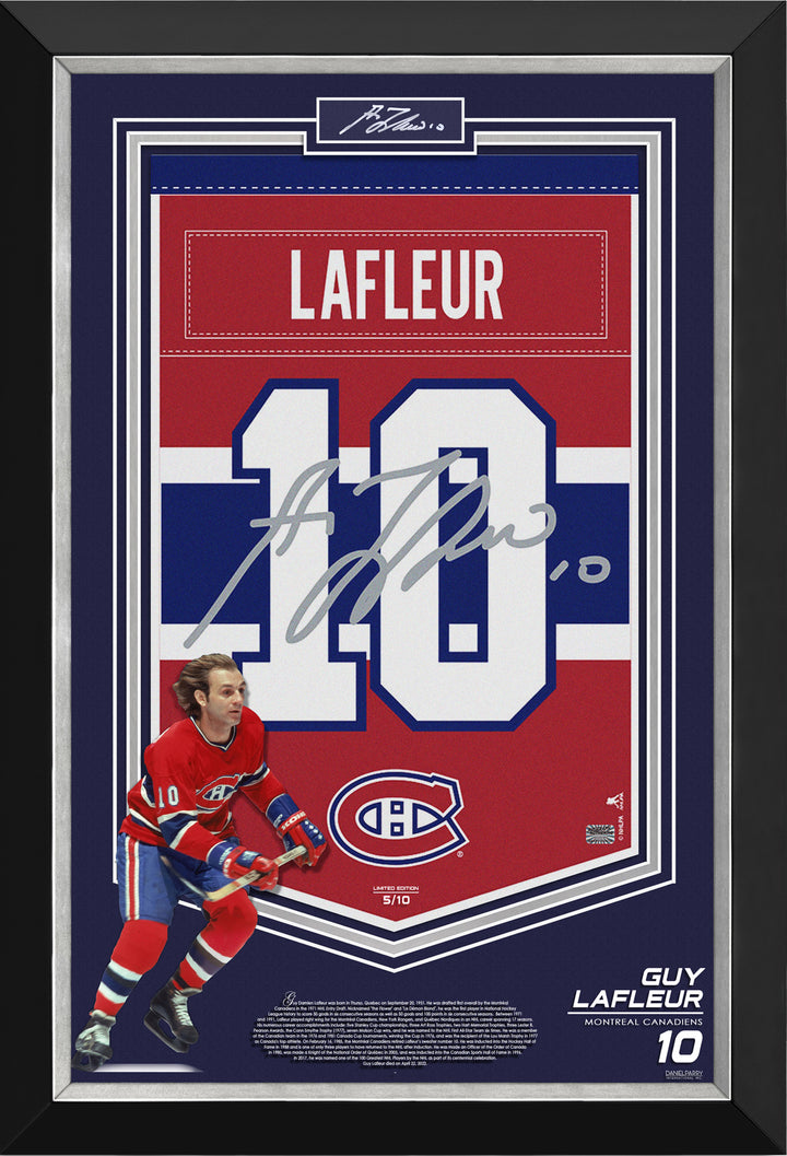 Guy Lafleur Framed Arena Banner Limited Edition Of 10 Cut Signature, Montreal Canadiens, NHL, Hockey, Autographed, Signed, AAABH33028