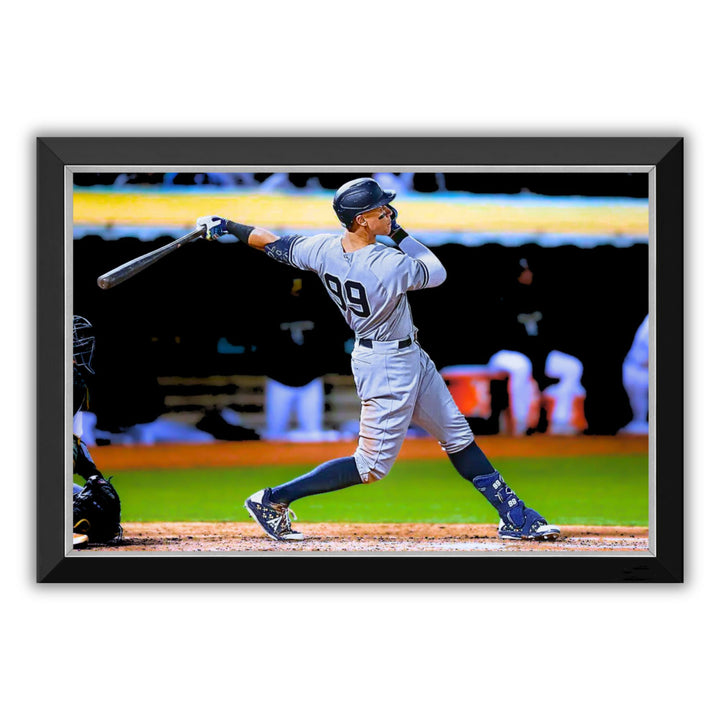 Aaron Judge New York Yankees #99 Horizontal Framed Canvas Wall Art 33"X23", New York Yankees, MLB, Baseball, Collectibile Memorabilia, AABCB33442