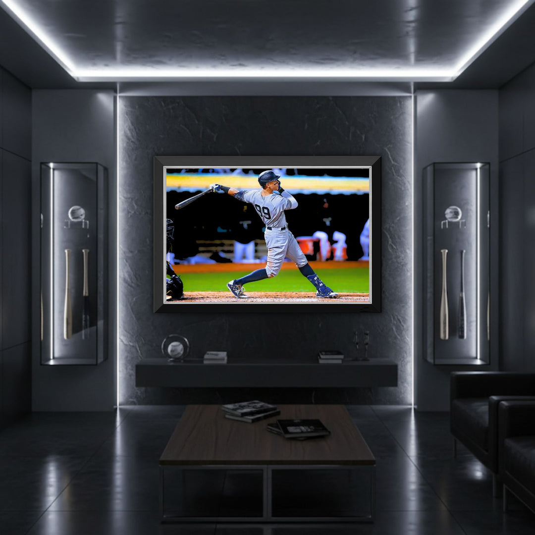 Aaron Judge New York Yankees #99 Horizontal Framed Canvas Wall Art 33"X23", New York Yankees, MLB, Baseball, Collectibile Memorabilia, AABCB33442