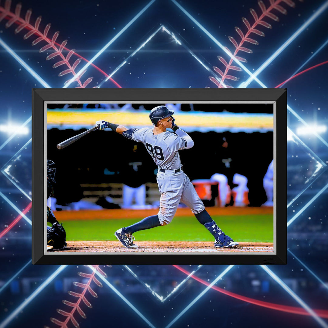 Aaron Judge New York Yankees #99 Horizontal Framed Canvas Wall Art 33"X23", New York Yankees, MLB, Baseball, Collectibile Memorabilia, AABCB33442