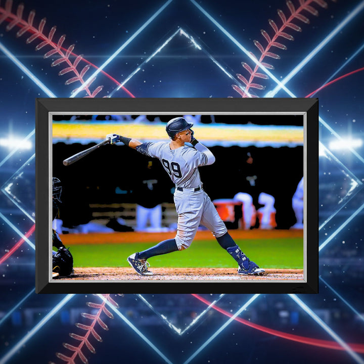 Aaron Judge New York Yankees #99 Horizontal Framed Canvas Wall Art 33"X23", New York Yankees, MLB, Baseball, Collectibile Memorabilia, AABCB33442