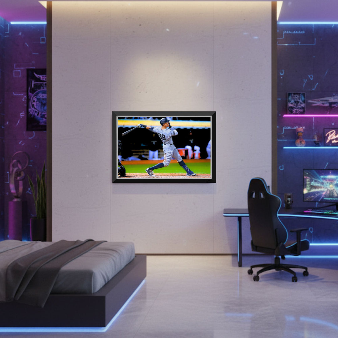 Aaron Judge New York Yankees #99 Horizontal Framed Canvas Wall Art 33"X23", New York Yankees, MLB, Baseball, Collectibile Memorabilia, AABCB33442