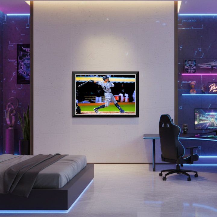 Aaron Judge New York Yankees #99 Horizontal Framed Canvas Wall Art 33"X23", New York Yankees, MLB, Baseball, Collectibile Memorabilia, AABCB33442