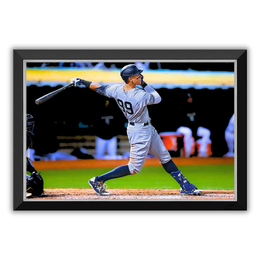 Aaron Judge New York Yankees #99 Horizontal Framed Canvas Wall Art 33"X23", New York Yankees, MLB, Baseball, Collectibile Memorabilia, AABCB33442