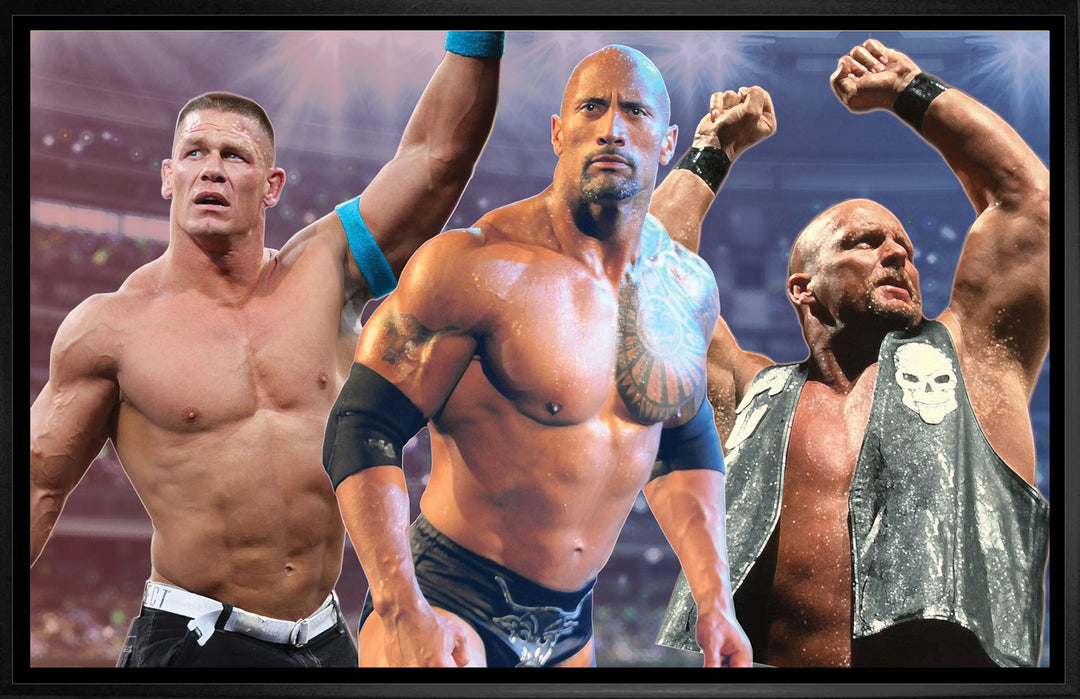 Wrestling Legends Canvas: Stone Cold, The Rock & John Cena, WWE, WWE, Wrestling, Collectibile Memorabilia, AACMW33109