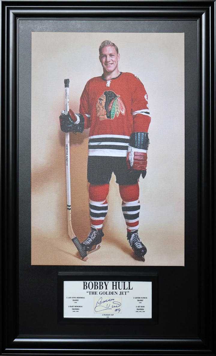 All Time Greats: Bobby Hull Signature Framed Plaque & Canvas (49.5" By 29.5"), Chicago Blackhawks, NHL, Hockey, Autographed, Signed, AACMH33271