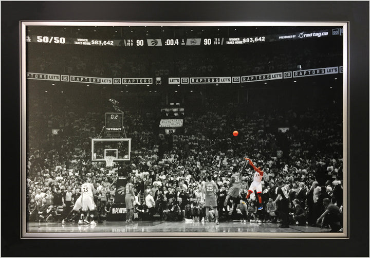 Kawhi Leonard "The Launch" Framed Raptors Game Winning Shot 33.5"X23.5", Toronto Raptors, NBA, Basketball, Collectibile Memorabilia, AACMB32499