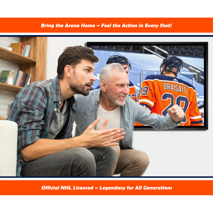 Connor Mcdavid & Leon Draisaitl Framed Canvas Edmonton Oilers (31.5" By 22.5"), Edmonton Oilers, NHL, Hockey, Collectibile Memorabilia, AACMH33099