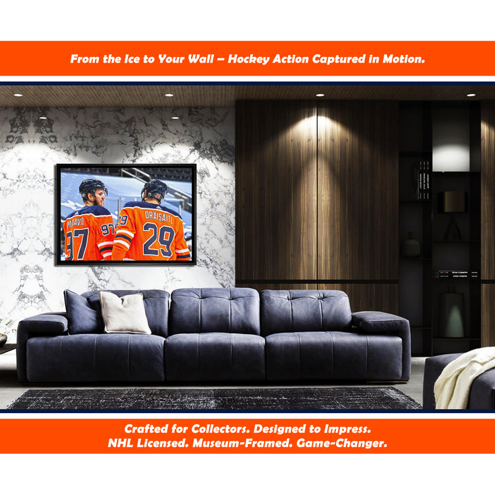 CONNOR MCDAVID & LEON DRAISAITL FRAMED CANVAS - EDMONTON OILERS (31.5" BY 22.5")