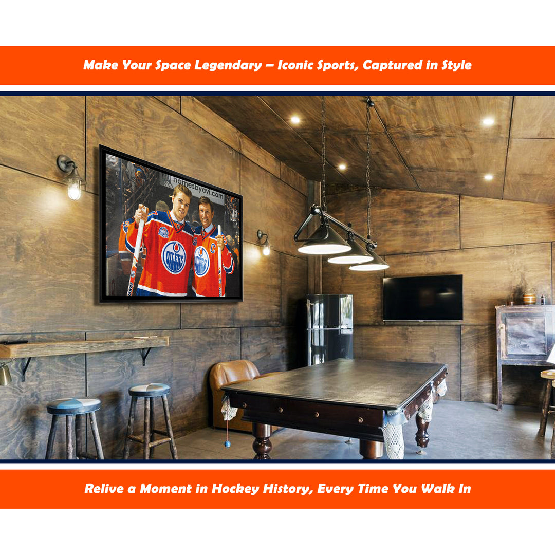 WAYNE GRETZKY & CONNOR MCDAVID FRAMED CANVAS - EDMONTON OILERS (31.5" BY 22.5")