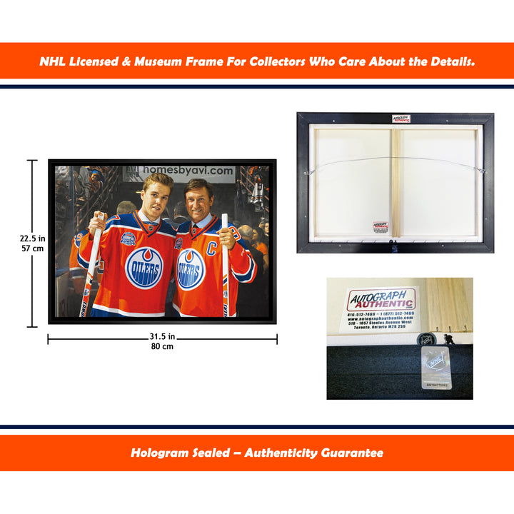 WAYNE GRETZKY & CONNOR MCDAVID FRAMED CANVAS - EDMONTON OILERS (31.5" BY 22.5")