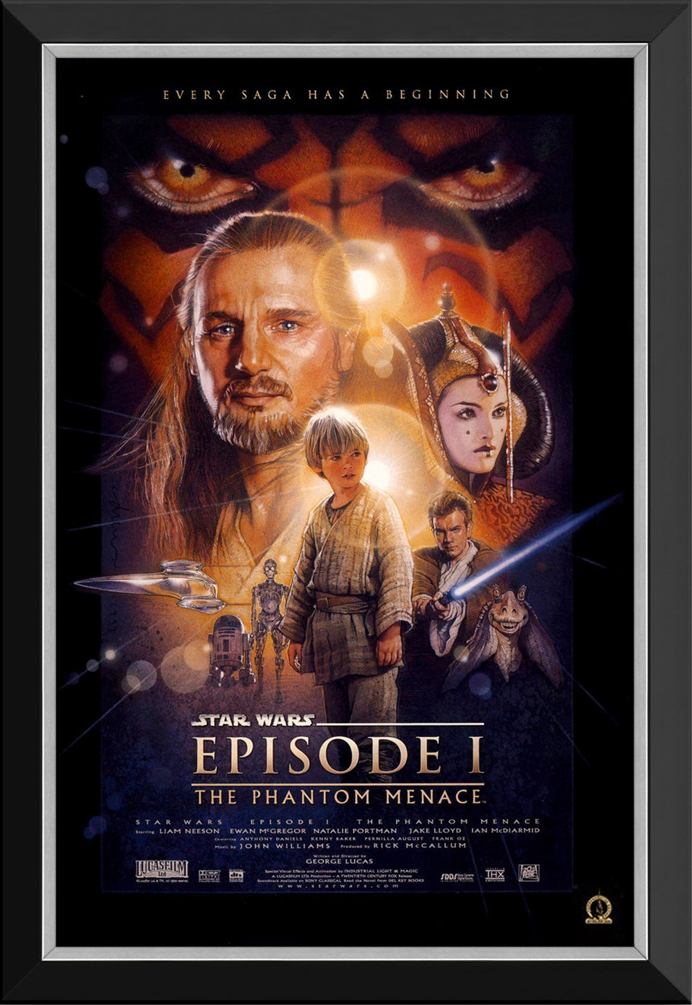 Star Wars Ep I The Phantom Menacemovie Poster Reprint Framed 33.5"X23.5", Star Wars, Pop Culture Art, Movies, Collectibile Memorabilia, AAAPM32604
