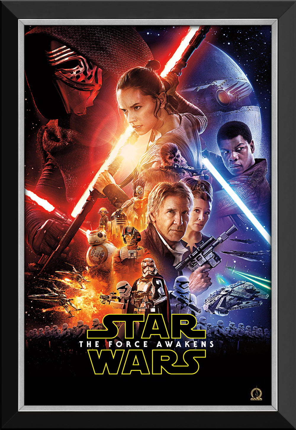 Star Wars Ep Vii The Force Awakens Poster Reprint Framed Canvas 33.5"X23.5", Star Wars, Pop Culture Art, Movies, Collectibile Memorabilia, AAAPM32607