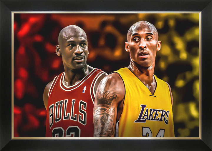 Michael Jordan & Kobe Bryant Canvas Frame Basketball Legends, Chicago Bulls, Los Angeles Lakers, NBA, Basketball, Collectibile Memorabilia, AACMB32795