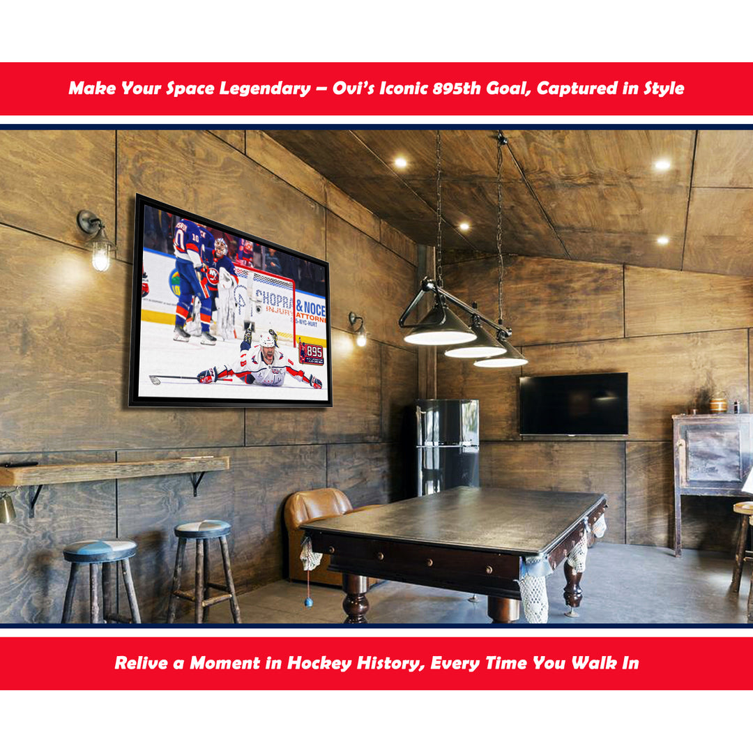 Alexander Ovechkin Record Goal #895 Framed Canvas Washington Capitals, Washington Capitals, NHL, Hockey, Collectibile Memorabilia, AACMH33399