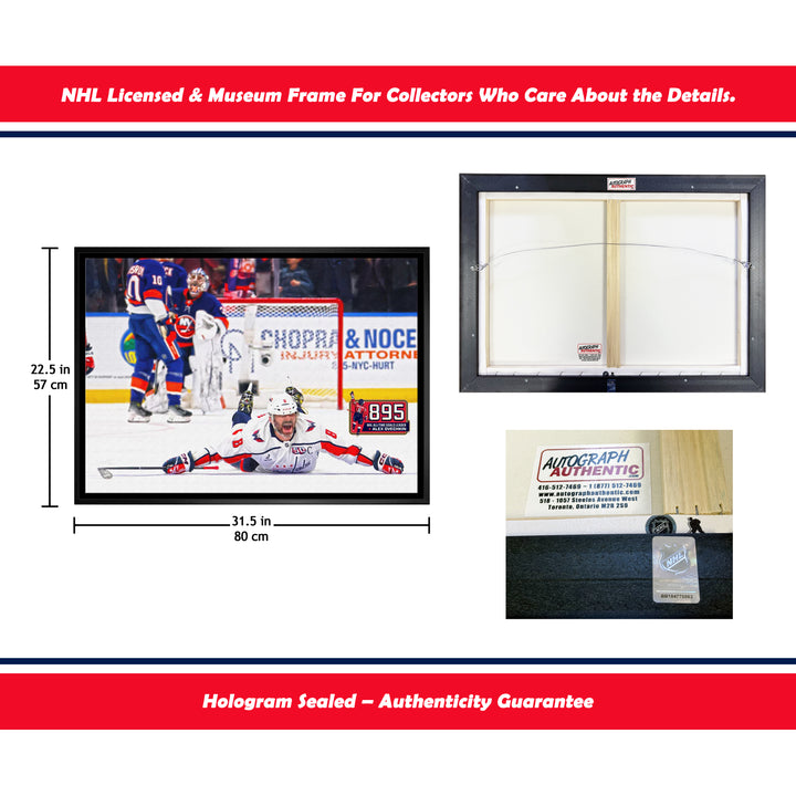 Alexander Ovechkin Record Goal #895 Framed Canvas Washington Capitals, Washington Capitals, NHL, Hockey, Collectibile Memorabilia, AACMH33399