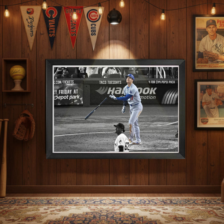Shohei Ohtani Framed Canvasrecord Setting 50Th Home Run La Dodgers 33"X23", L.A. Dodgers, MLB, Baseball, Collectibile Memorabilia, AABCB33298