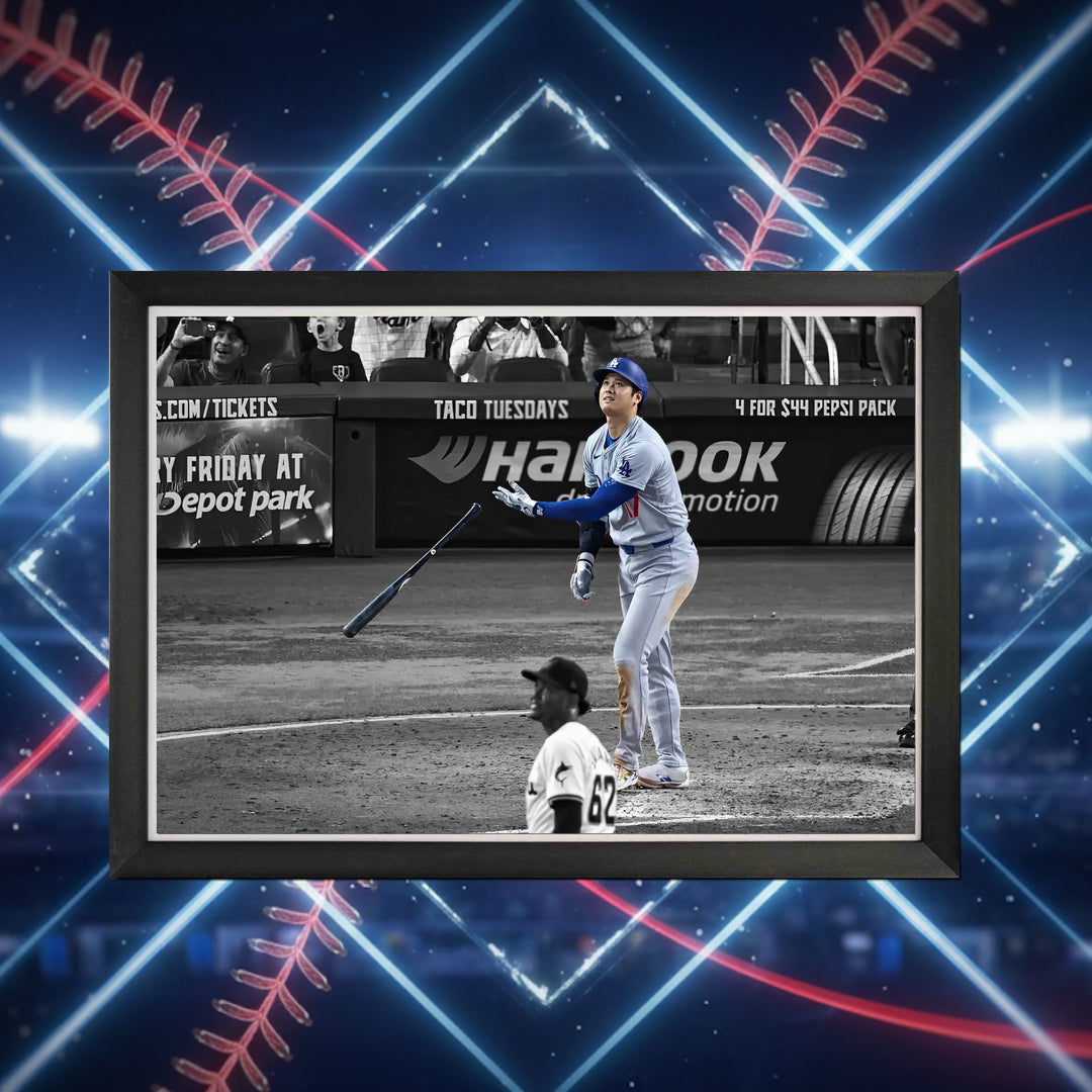 Shohei Ohtani Framed Canvasrecord Setting 50Th Home Run La Dodgers 33"X23", L.A. Dodgers, MLB, Baseball, Collectibile Memorabilia, AABCB33298