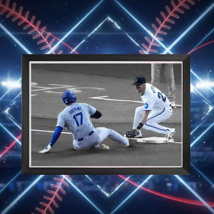 Shohei Ohtani Framed Canvas Record Setting 50Th Stolen Base La Dodgers 33"X23", L.A. Dodgers, MLB, Baseball, Collectibile Memorabilia, AABCB33299