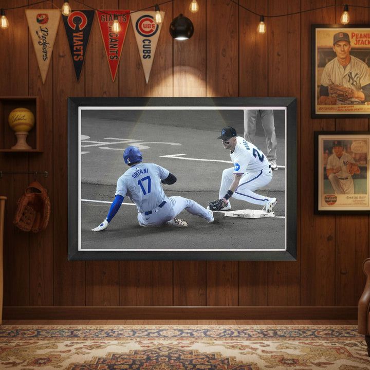 Shohei Ohtani Framed Canvas Record Setting 50Th Stolen Base La Dodgers 33"X23", L.A. Dodgers, MLB, Baseball, Collectibile Memorabilia, AABCB33299