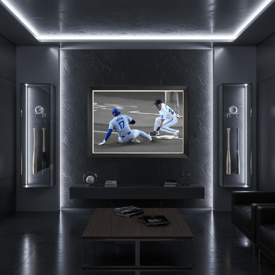 Shohei Ohtani Framed Canvas Record Setting 50Th Stolen Base La Dodgers 33"X23", L.A. Dodgers, MLB, Baseball, Collectibile Memorabilia, AABCB33299