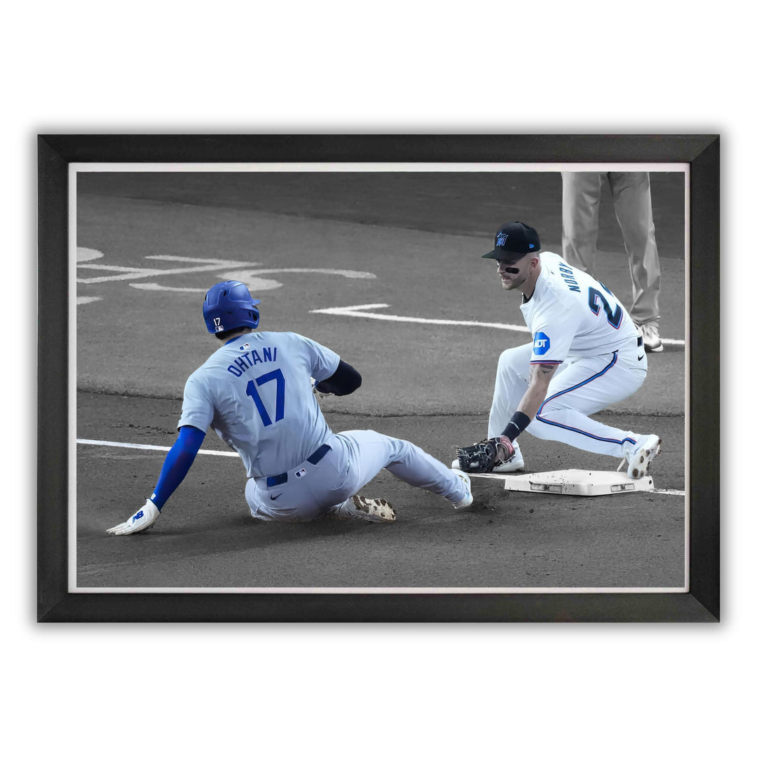 Shohei Ohtani Framed Canvas Record Setting 50Th Stolen Base La Dodgers 33"X23", L.A. Dodgers, MLB, Baseball, Collectibile Memorabilia, AABCB33299