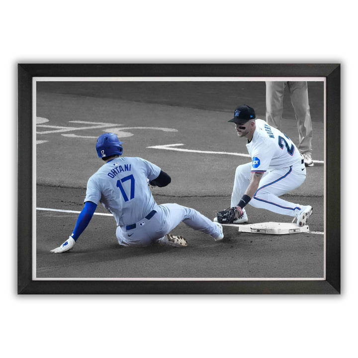 Shohei Ohtani Framed Canvas Record Setting 50Th Stolen Base La Dodgers 33"X23", L.A. Dodgers, MLB, Baseball, Collectibile Memorabilia, AABCB33299