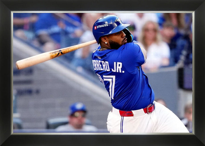 Vladimir Guerrero Jr. Batting Framed Canvas Toronto Blue Jays (33.5" By 23.5"), Toronto Blue Jays, MLB, Baseball, Collectibile Memorabilia, AABCB33454