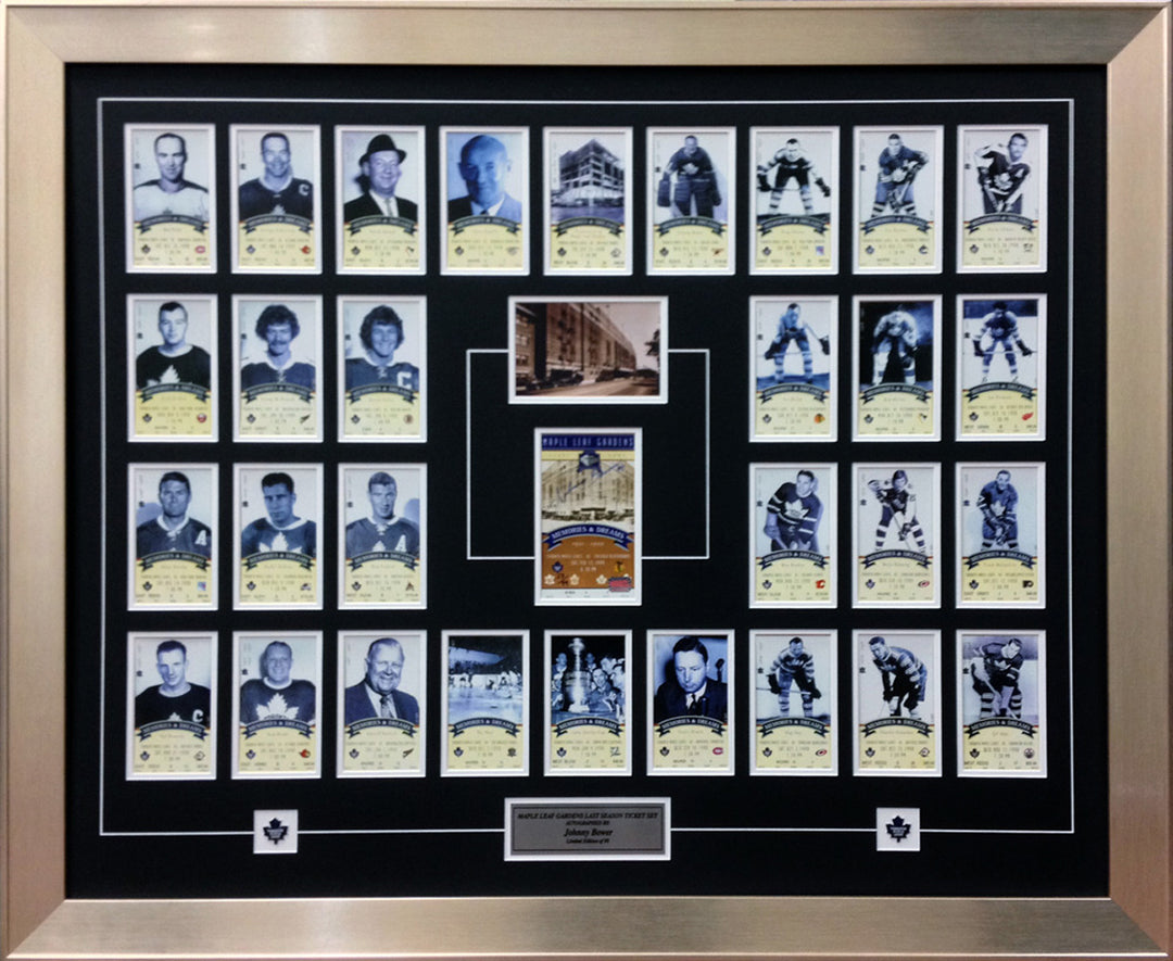 Tor Maple Leaf Gardens Last Ticket Set Ltd Ed /99 Signed Johnny Bower 43"X38", Toronto Maple Leafs, NHL, Hockey, Autographed, Signed, AACMH30207