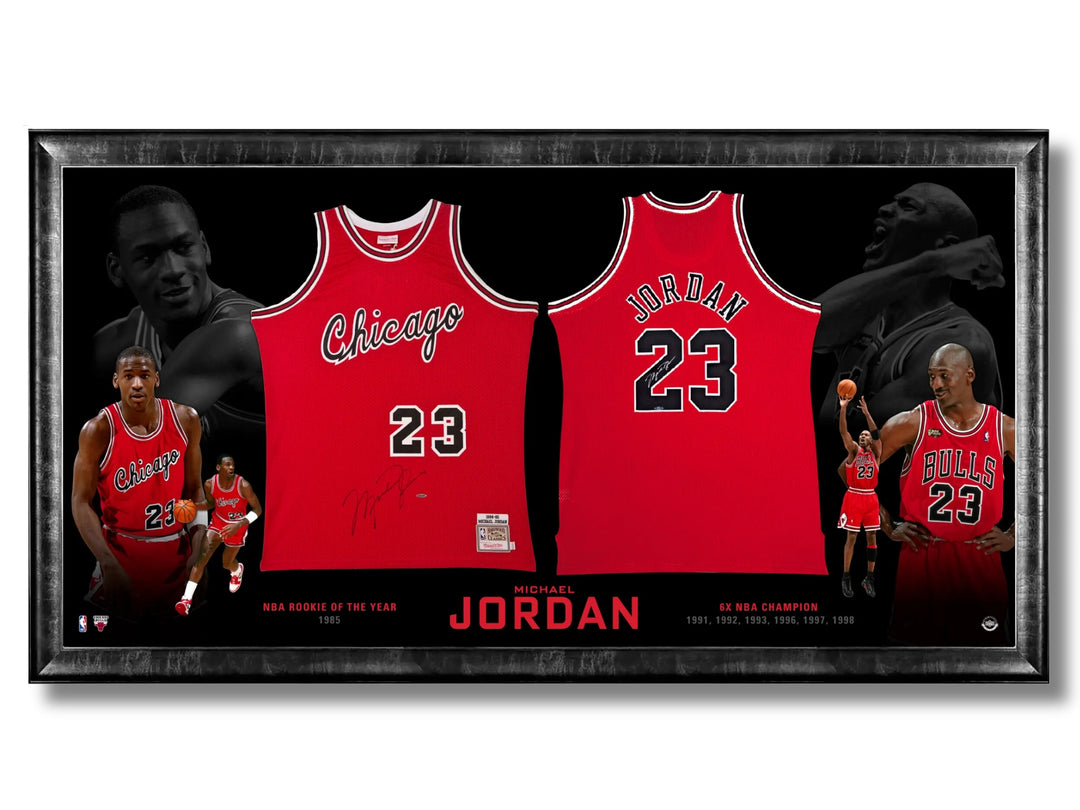 Michael Jordan Dual Framed Signed Mitchell & Ness Jerseys Chicago Bulls, Chicago Bulls, NBA, Basketball, Autographed, Signed, AAPCH33262
