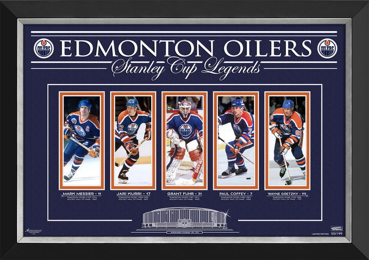 Edmonton Oilers Stanley Cup Legends Limited Edition Of 199  Etched Design, Edmonton Oilers, NHL, Hockey, Collectibile Memorabilia, AACMH32336