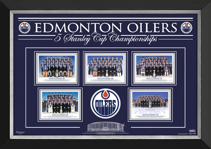 Edmonton Oilers Stanley Cup Championships Ltd Ed Of 199  Laser Etched Design, Edmonton Oilers, NHL, Hockey, Collectibile Memorabilia, AACMH32344