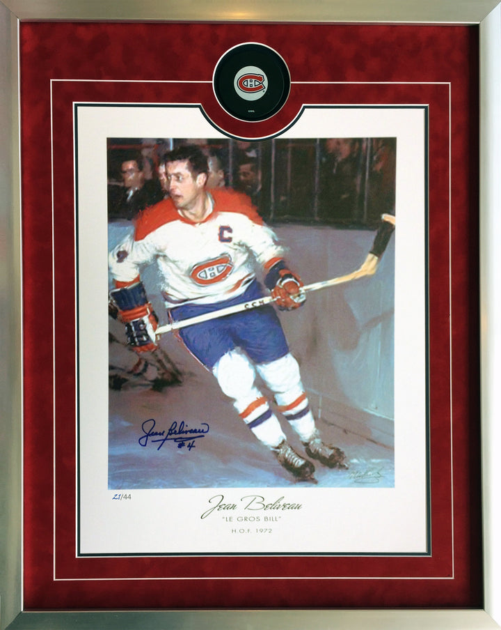 Autographed Jean Beliveau Lithograph Ltd. Ed. /44 Montreal Canadiens (26"X24"), Montreal Canadiens, NHL, Hockey, Autographed, Signed, AACMH31620