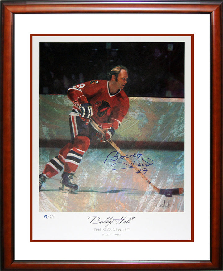 Signed Bobby Hull Lithograph Ltd Ed 90 Of 90 Chicago Blackhawks 27"X23", Chicago Blackhawks, NHL, Hockey, Autographed, Signed, AAPCH31608