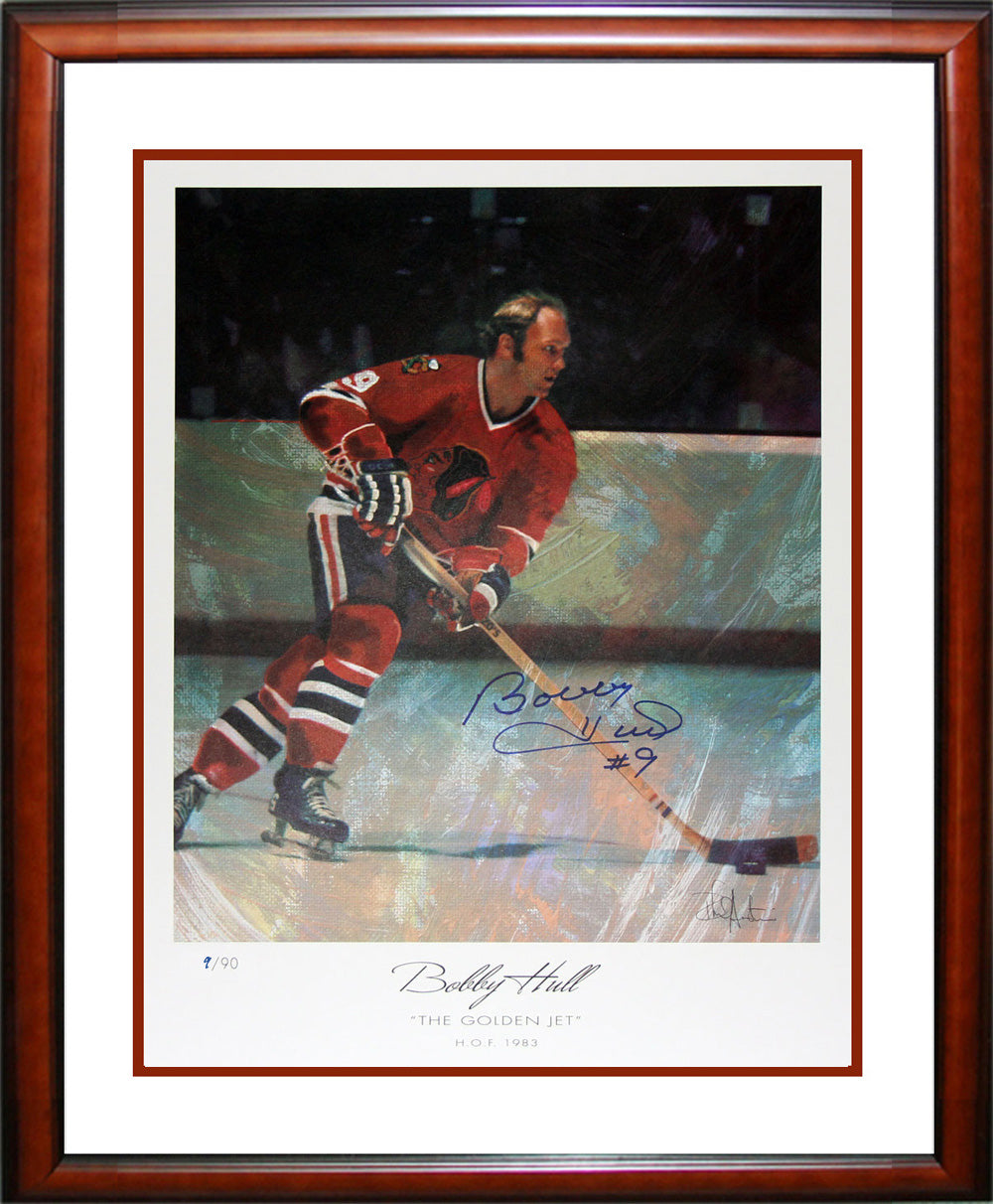 Signed Bobby Hull Lithograph Ltd Ed 9 Of 90 Chicago Blackhawks 27"X23", Chicago Blackhawks, NHL, Hockey, Autographed, Signed, AAPCH31610